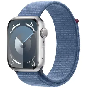 Apple watch 9 gps 45mm silber alu winterblau sport loop MR9F3QF/A pas cher