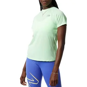 Maillot manches courtes new balance impact run vert femme pas cher