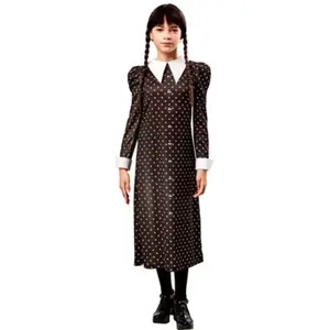 Rubies RUBIE'S Déguisement Enfant MERCREDI Officiel - Robe Longue Chemisier Noir, Pois Blanc - Mercredi Uniforme - Taille Enfant au Choix - Série Wednesday - Costume Halloween, Déguisement Ado, Filles pas cher
