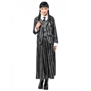 RUBIE'S Mercredi Addams - Uniforme Ecole Mercredi Addams - Rayé Noir - Taille M - Déguisement Adulte - Soirée à thème, Soirée Costumée - Pour Halloween, Carnaval - Idée Cadeau de Noël
