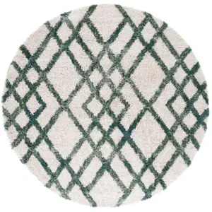 Safavieh Tapis Shag pour Salon, Salle à Manger, Chambre à Coucher - Berber Shag Collection, Tapis à Poil Court, Ivoire, 91 x 91 cm pas cher