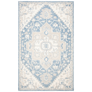 Safavieh Tapis laine bleu ivoire 61 x 91 cm pas cher