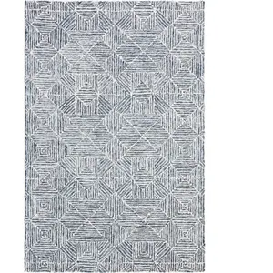 Safavieh Tapis Laine Blue / Ivory 91 X 152 cm pas cher