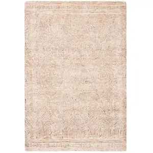 Safavieh Abstract Collection ABT340P Tapis décoratif en Laine Faite à la Main, idéal pour Les Zones à Fort trafic dans l'entrée, Le Salon, la Chambre à Coucher - Ivoire et Rouille