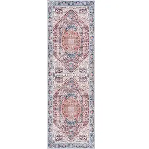Safavieh Tapis Polyester Rouge/Marine 75 X 245 pas cher
