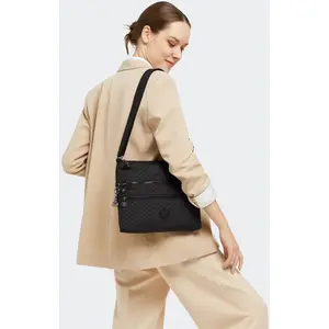 Comparateur de prix : Kipling ALVAR Sac à bandoulière de taille moyenne, Signature Emb (Noir)