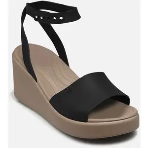 Crocs Femme Brooklyn Ankle Strap Wedge Sandales, Black/Mushroom, 42/43 EU pas cher