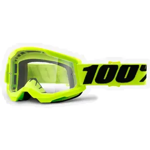100% Strata 2 Clear Lunettes de motocross, noir-jaune pour HommesVendu parfc-moto