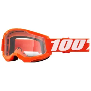 100% Strata 2 Clear Lunettes de motocross, blanc-orange pour HommesVendu parfc-moto
