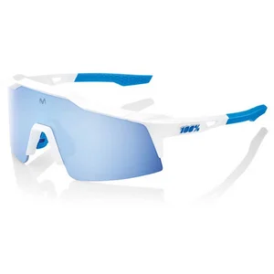 100percent Lunettes 100 speedcraft sl movistar team blanc verres hiper miroir multicouche bleu pas cher