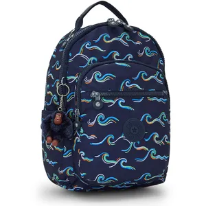 Kipling - Sac à dos Seoul S imprimé bleu océan - 25.5x16x35 cm T.U pas cher