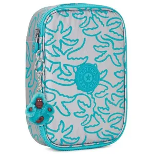 Trousse - KIPLING - 100 Pens - Blanc - Metallic Palm - 21 cm x 15 cm x 5 cm - Fermeture zippée