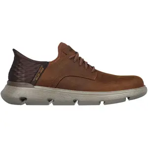 Skechers Garza Gervin Chaussures À Lacets Pour Homme En Cuir Marron Foncé EU 43