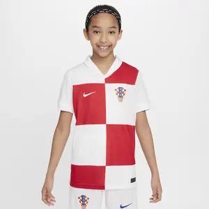 Maillot de foot replica Nike Dri-FIT Croatie 2024/25 Stadium Domicile pour ado - Blanc S FQ8579-100 pas cher