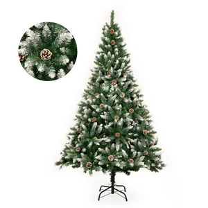 GIGALUMI Sapin de Noël, 180cm Arbre de Noël Vert avec Pomme de Sapin p... pas cher
