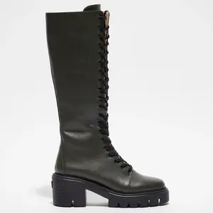Stuart Weitzman - Bottes en Cuir Soho kaki - Talon 7 cm T.38.5Vendu parbazarchic