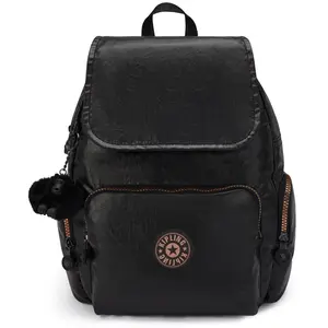 Kipling Sac À Dos City Zip S Glorious Copper Noir Petit Femme 100% Pol... pas cher