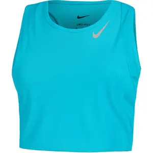 Nike Dri-Fit Fast Crop Maillot De Course Femmes-Turquoise, Taille XL pas cher