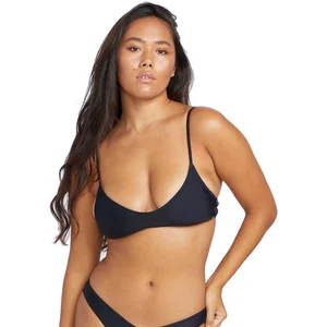 Volcom - Women's Simply Solid Crop - Haut de maillot taille S, noir pas cher