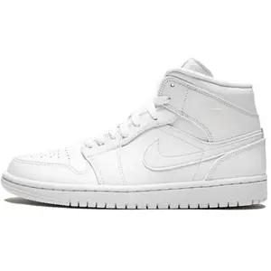 Nike Jordan Air 1 Mid Homme - White/White/White, White/White/White 44 pas cher