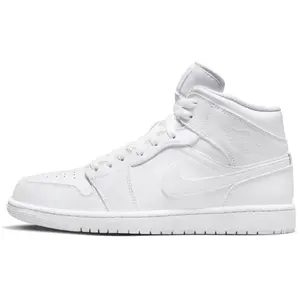 Nike Jordan Air 1 Mid Homme - White/White/White, White/White/White 47 pas cher