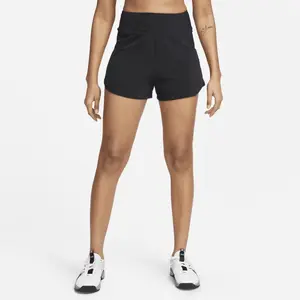 Nike Shorts W NK Bliss DF HR 3In Br Short, Black/Reflective Silv, DX6018-010, XS