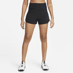 Nike Shorts W NK Bliss DF HR 3In Br Short, Black/Reflective Silv, DX6018-010, XL pas cher