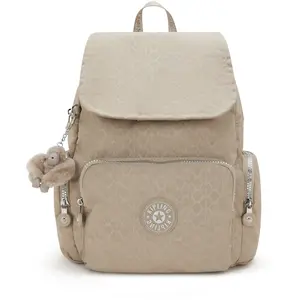 Kipling Sac À Dos City Zip S Glorious Beige Silver Imprimé Petit Femme... pas cher