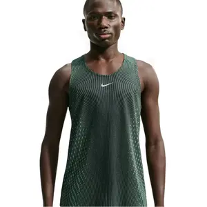 Nike Stride  Maillot de course Hommes - vert olive, argent, Taille XXL pas cher
