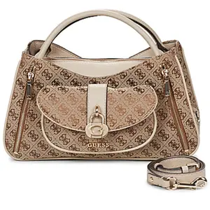 GUESS Sac à main brun clair marron pour femme - Jessa Girlfriend Satchel Latte Logo 336829