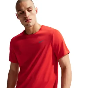 Nike Miler Tee Maillot de course Hommes-rouge clair, argent, Taille S pas cher