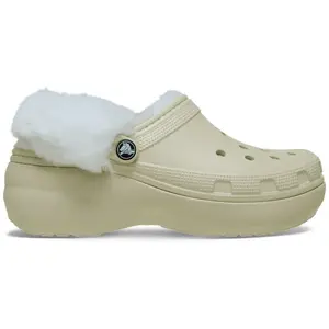 Crocs Classic Platform Fuzz Lined Sabots Femmes Bone 41 212854-2Y2-W10 pas cher