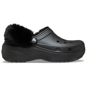 Crocs Classic Platform Fuzz Lined Sabots Femmes Black 34 212854-001-W5 pas cher