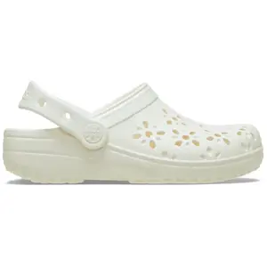 Crocs - Classic Floral Cut Out Clog - Sandales taille 38/39, beige/blanc pas cher