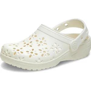 Crocs - Classic Floral Cut Out Clog - Sandales taille 42/43, beige/blanc pas cher