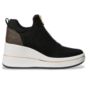 Michael Kors pour femme. 43R6EMFP3D Emmy Mesh Zip-up Sneakers brown, black (38), Noir, 3 à 5 cm, Fermeture éclair, Casuel
