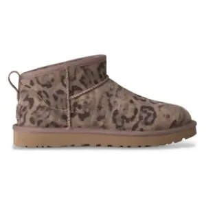 UGG pour femme. 1180623 Bottines en cuir Classic Ultra Mini Spotted marron (40), Plat, Aucun, Casuel, Imprimé animal pas cher