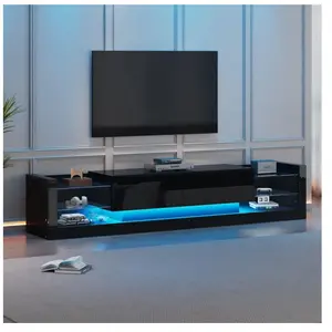 NECHE Meuble TV brillant avec éclairage LED 181cm,Pour téléviseur jusq... pas cher