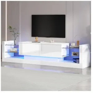 NECHE Meuble TV brillant avec éclairage LED 181cm,Pour téléviseur jusq... pas cher