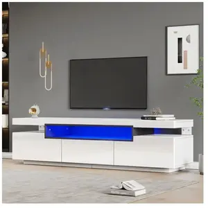 Neche - Meuble tv Brillant et élégant Blanc avec éclairage led 16 coul... pas cher