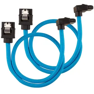 Comparateur de prix : CORSAIR Câble gainé Premium SATA 6Gbps Bleu 30cm 90° - (CC-8900281)