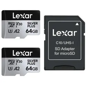 Comparateur de prix : Lexar carte microsdxc silver plus uhs-1 64gb v30 r205/w100mb/s - 2pack