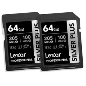 Lexar PACK 2 CARTES SDXC 64GO SILVER PLUS pas cher