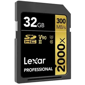 Lexar carte sdhc 32 go 2000x v2 professional 300 mo/s classe 10 uhs-II u3 pas cher