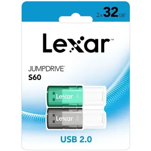Pack de 2 clés USB Lexar JumpDrive S60 32 Go Noir et vert pas cher