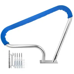 Rampe Piscine Inox 98,9x81,3 cm Main Courante 113 kg Rail Barre deAppui de Piscines Tube 4,83 cm Epaisseur 2 mm avec Housse Poignee 1,2 m 4 AncresVendu pardarty
