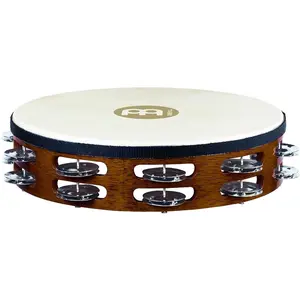 Comparateur de prix : Meinl Tambourin Bois 10" Steel Jingles - African Brown avec Peau