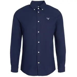 Barbour Oxford Tailored Long-Sleeved Shirt - Chemise homme Navy S pas cher