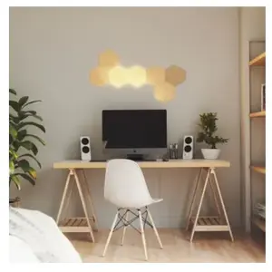 Nanoleaf applique elements hexagones effet bois kit de démarrage 7 panneaux lumineux