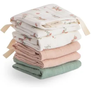 Mushie Lot de 5 gants de toilette Pink FlowersVendu parberceau-magique